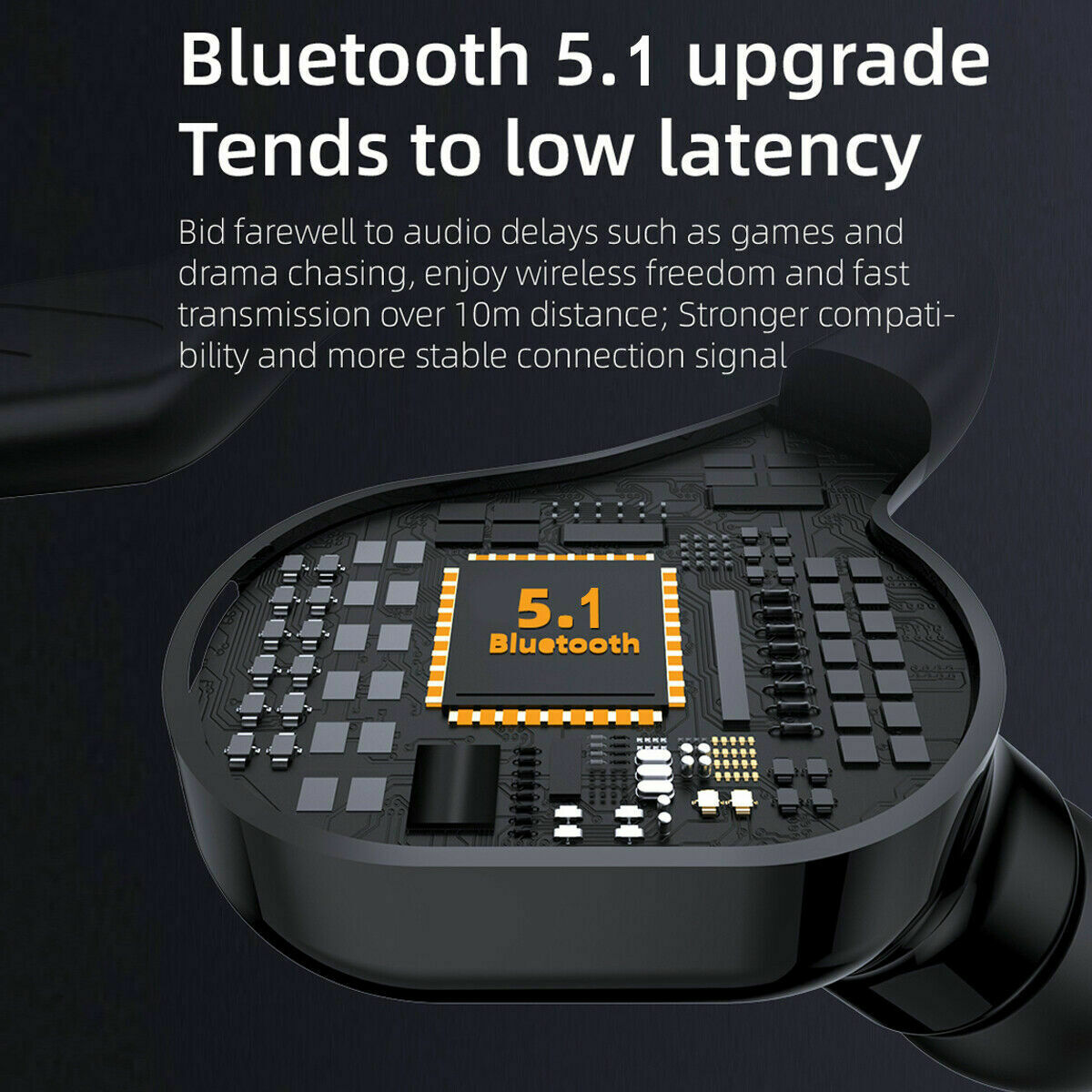 Bluetooth 5.1 Wireless Earbuds – Single Ear-Hook Stereo Headset With Mic