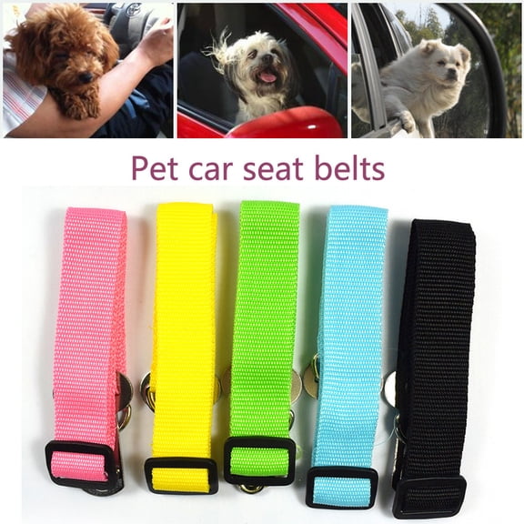 Adjustable Dog Car Safety Seat Belt Pet Restraint Travel Leash with High Strength Nylon for Vehicle Travel, Black