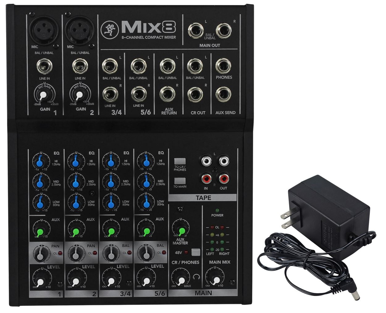 Mackie Mix8 8 Ch. Compact Mixer Constructed w/Durable Metal Chasis+2 XLR Cables