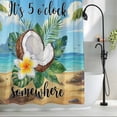 thumbnail image 2 of Summer Beach Shower Curtain, It's 5 O'clock Somewhere Tropical Coconut Floral Waterproof Shower Curtain Set with 12 Hooks Lightweight Bath Curtains Fabric Bathroom Decor 72x72 Inches, 2 of 9