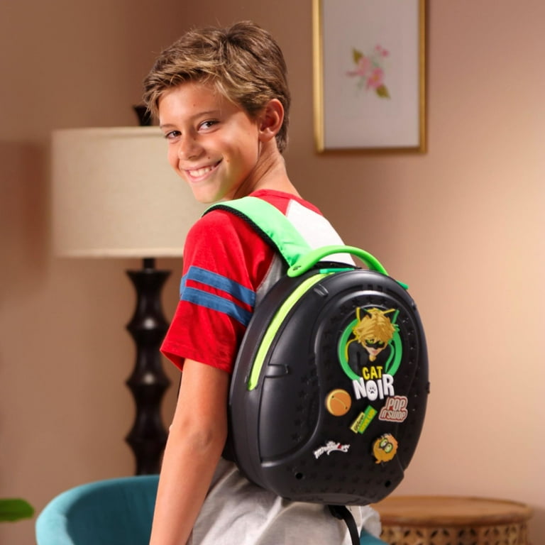 MiraBall Miraculous Ladybug Cat Noir Backpack, Pop n' Swop Badges