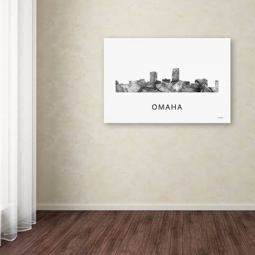 Trademark Fine Art 'Omaha Nebraska Skyline WB-BW' Canvas Art by Marlene Watson