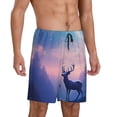 thumbnail image 2 of Balery Night Sky Elk Pantalones cortos de pijama de punto de algodón para hombre con cinturilla y bolsillos-Large, 2 of 6