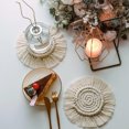 thumbnail image 4 of EUBUY Handmade Macrame Coasters Round Drinks Cotton Woven Coaster with Tassel for Kinds of Mugs and Cups White 18 CM, 4 of 9