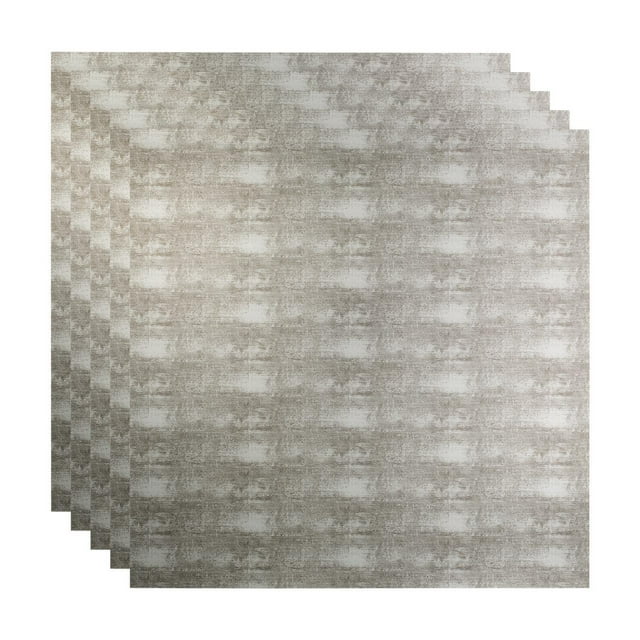 FASÄDE Flat Decorative Vinyl 2ft x 2ft Lay in Ceiling Panel in Crosshatch Silver (5 Pack)