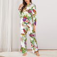 thumbnail image 2 of Honeii Birds And Flowers print Women's Pajama Sets Long Sleeve Button Down Sleepwear Nightwear Soft Pjs Lounge Sets-Small, 2 of 7