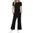 thumbnail image 3 of UVN Outfit Sets for Women Summer Short Sleeve Tops And Pants Sweatsuits Casual 2 Piece Tracksuit Lounge Set, 3 of 8