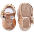 thumbnail image 2 of Leather Leopard Baby Shoes Hard Sole T-Strap Boys Girls Moccasins for Infants Babies Toddlers, 2 of 6