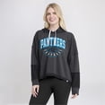 thumbnail image 4 of Women's Fanatics Charcoal Carolina Panthers Lightewight Modest Crop Lounge Helmet Arch Pullover Hoodie, 4 of 7
