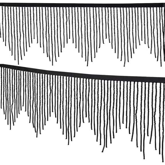 1 Yard Sewing Beaded Fringe Trim Wavy Tassel Beaded Lace Ribbon Black Beaded Tassel Chain Ribbons Sewing Beaded Fringe Trim Ribbon for Curtain