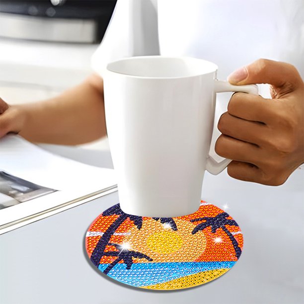 Cuadros Decorativos 6 posavasos antideslizantes DIY apilables creativos para protección de mesa (AA1180) Wdftyju embutido en tela