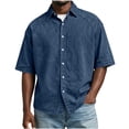 thumbnail image 6 of RongHuan Button Down Shirts for Men Casual Short Sleeve Cotton Shirt Summer Beach Outdoor Tops with Pocket, 6 of 8