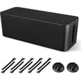 thumbnail image 1 of ERDS-Cable Management Box, Large Cord Organizer Box to Hide Power Strip & Under Desk,TV Computer Wires Cable Organizer Hider Box with Cable Clips&Reusable Cable Ties for Home/Office(Black), 1 of 4