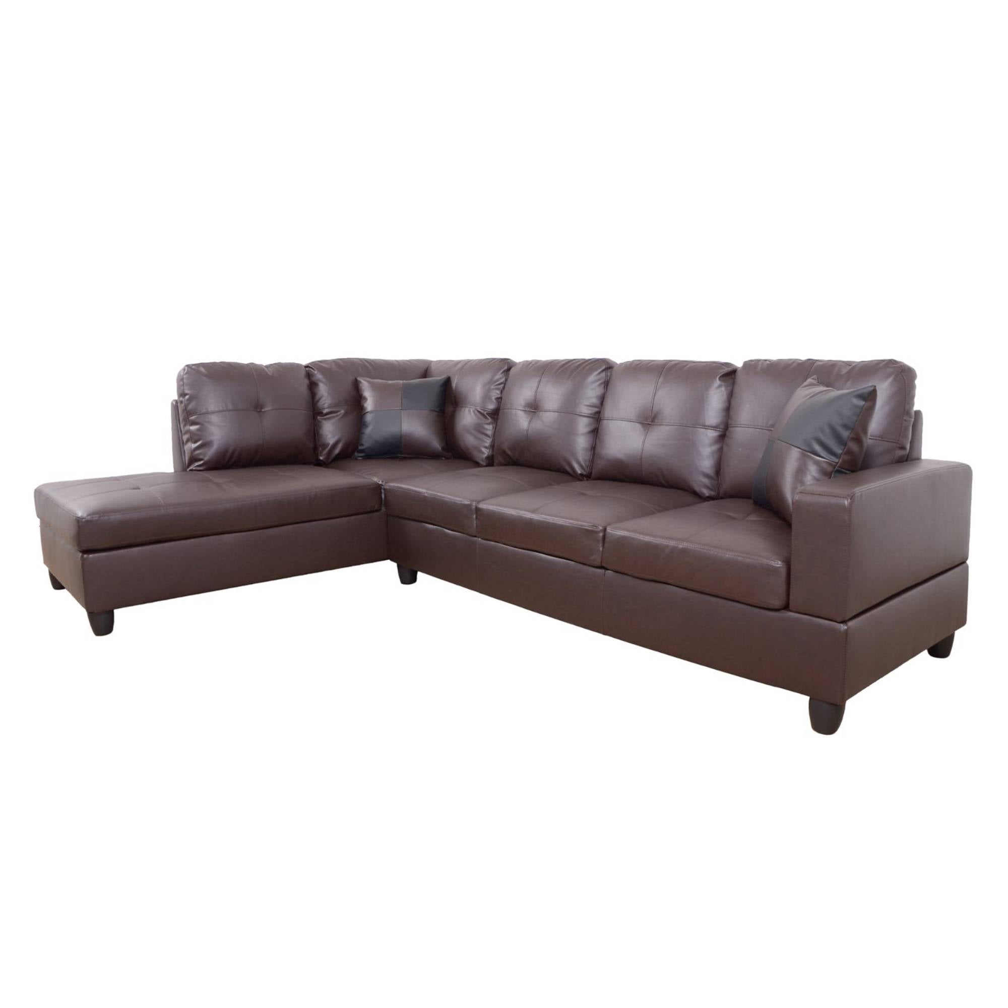 L Shape Leather sofa Couch Modern Sectional Couch with Left Chaise for Living Room Furniture Sets, Black