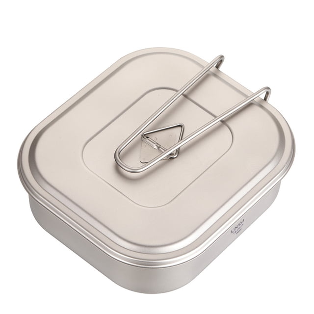 Caso de arroz Fiambrera ultraligera de titanio de 1100 ml con asa plegable para acampar al aire libre, senderismo, mochilero, picnic Lixada Caso de arroz