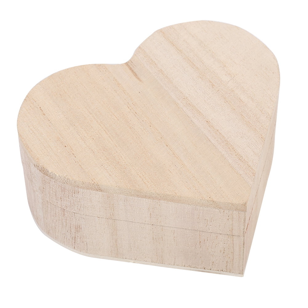 EXCEART 2pcs Heart Shape Wooden Box Unfinished Heart Shape Unpainted Wooden Jewelry Box DIY Storage Ring Cases Necklace Storage 