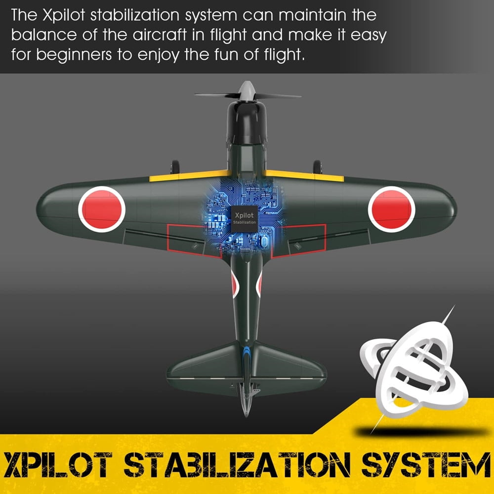 Roofworld RC Airplane Zero Fighter WW2 Warbird Aircraft 4 CH RTF Remote Control Plane with 6-Axis Gyro