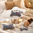 thumbnail image 2 of Bone-Shaped Pet Pillow for Small Dogs and Cats, Curved Neck Support Cushion, Soft Flannel Fabric, Washable, Cute Star Heart Paw Print Designs, Compact Travel Size, Cozy and Soft, 2 of 7