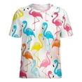 thumbnail image 5 of Flamingo Pattern Women's Short Sleeve Tops Casual Blouses T Shirt, 5 of 6