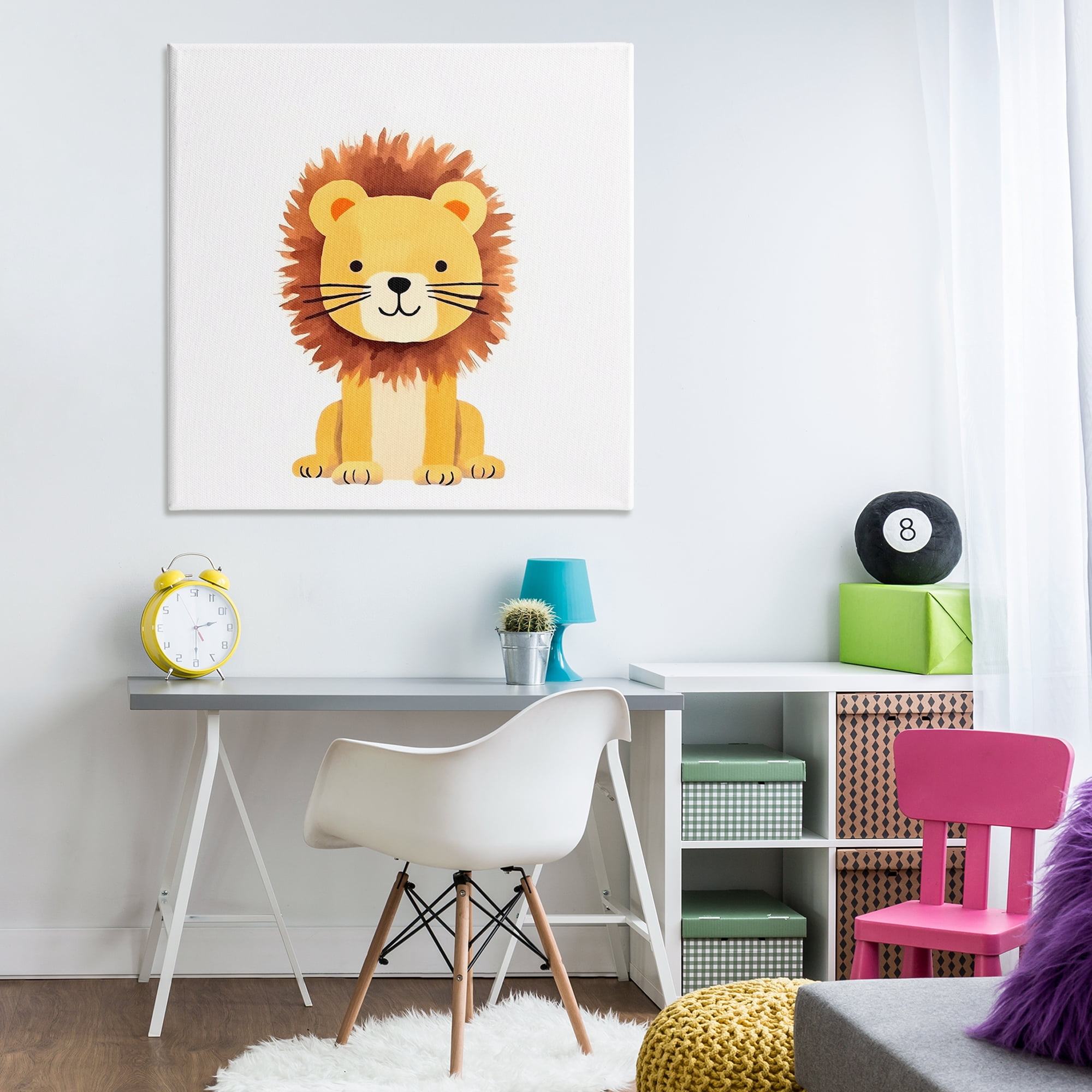 Stupell Industries Sitting Baby Lion Cub Animals Painting Wrapped Canvas Art Print Wall Art, 36 x 36