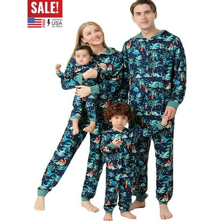 

Christmas Parent-child Pajamas Color Block Hooded Cartoon Print Long Sleeve Zipper Jumpsuit