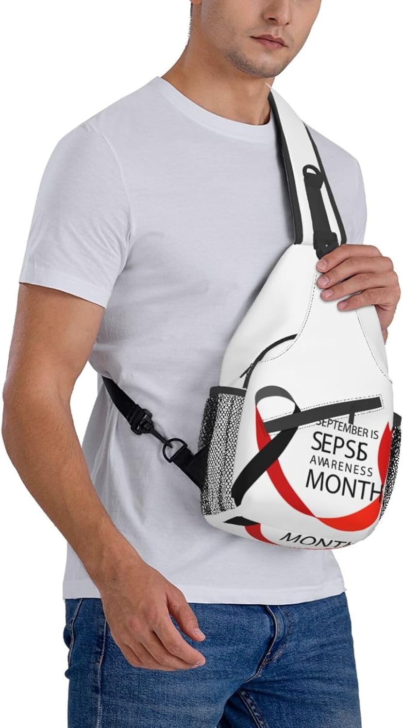 September is Sepsis Awareness Month Sling Bag Crossbody Hiking Travel Chest Bags Backpack Shoulder Daypack for Women Men