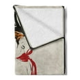 thumbnail image 2 of Queen Soft Flannel Fleece Throw Blanket, Retro Style Woman Hat Playing Card Design Poker Casino Gamble, Cozy Plush for Indoor and Outdoor Use, 60" x 80", Vermilion Beige, by Ambesonne, 2 of 5