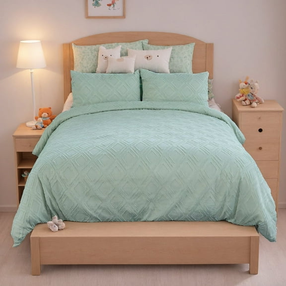 Bohemian Tufted Duvet Cover Set - 3-Piece Embroidered Microfiber, Oeko-Tex Certified, Machine Washable