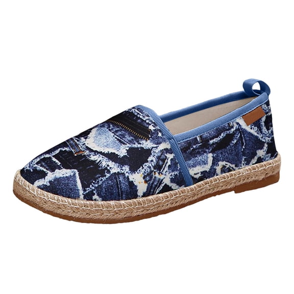 IUJSOY Women's Flats Straw Braid Casual Slip on Shoes Espadrille Summer Trendy Shoes for Traveling