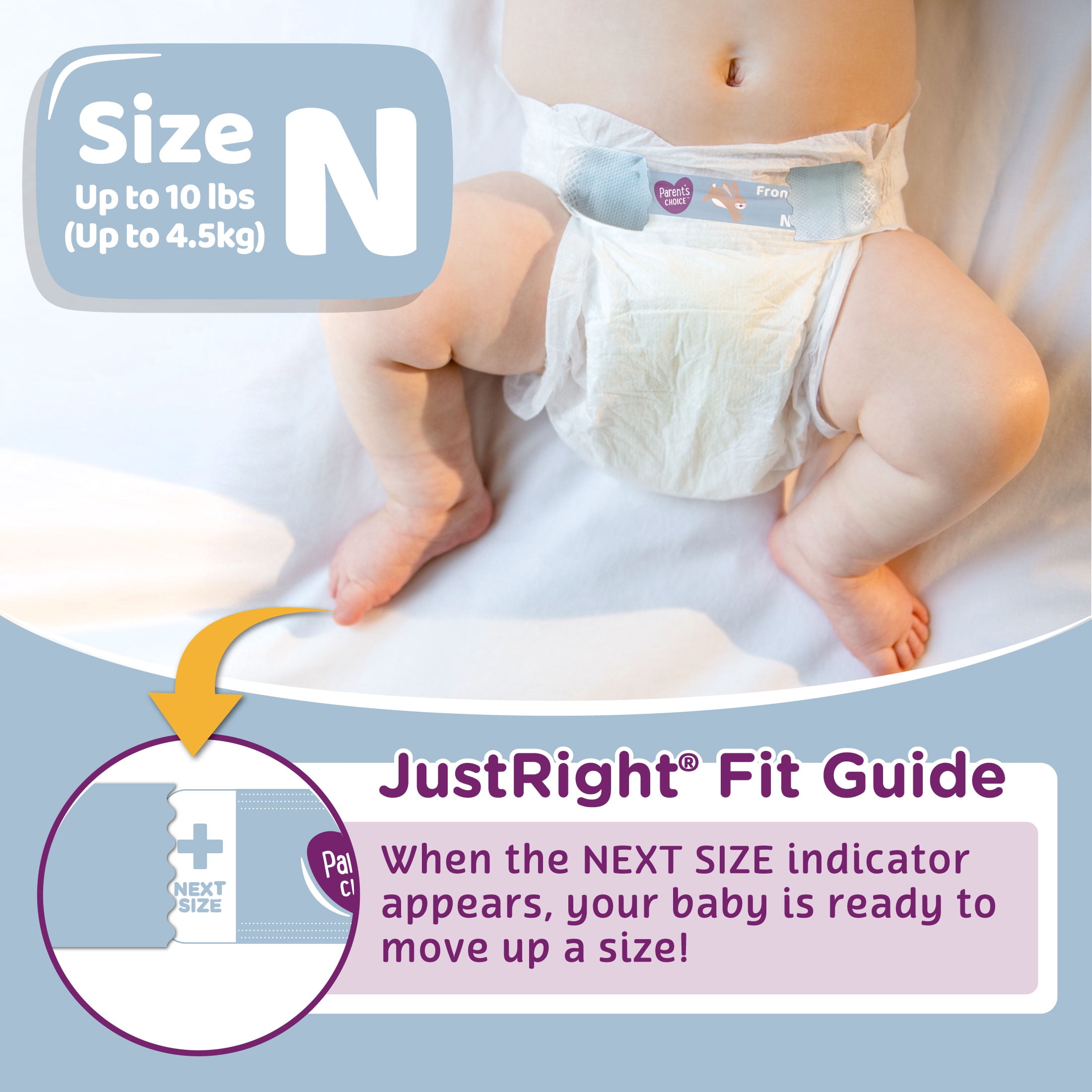 (2 pack) Parent's Choice Dry & Gentle Diapers Size NB, 44 Count (Select for More Options)