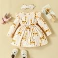 thumbnail image 6 of Cathalem Girls Fall Dress Little Girls Long sleeved Dresses Casual Winter Casual Cute Party Cartoon Animal Pattern Dress (Yellow,6-9 Months), 6 of 6