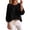 Black, variant on Crew Neck Linen Tops for Women Lightweight Soft Solid Color Crinkle Blouses Relaxed Dressy 3/4 Balloon Sleeve Tshirts with Elastic Cuffs M