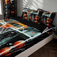 thumbnail image 2 of Manfei Sports Zipper Queen Comforter Set with Fitted Sheet and 2 Pillowcases, Basketball Zipper Bedding Set, Orange Teal White Black, 2 of 7
