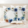 thumbnail image 3 of Spring Flower Wreath Pillow Covers 2 Pack Country Watercolor Blue White Floral Bud Leaf Pillowcase Waterproof Outdoor Throw Pillow Cover for Patio Garden Square Cushion 20”x20”, 3 of 9