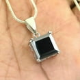 thumbnail image 2 of 3.00 Ct Princess Cut Simulated Black Diamond Solitaire Women's Silver Pendant 14K White Gold Plated 18" Chain, 2 of 4