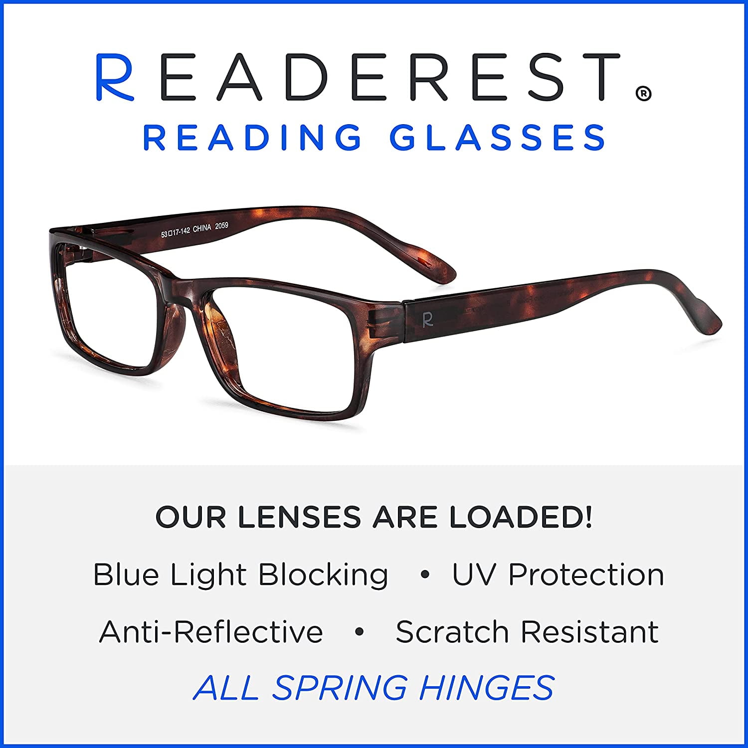 Readerest Blue Light Blocking Reading Glasses Bourbon Tortoise 125 Anti Glare