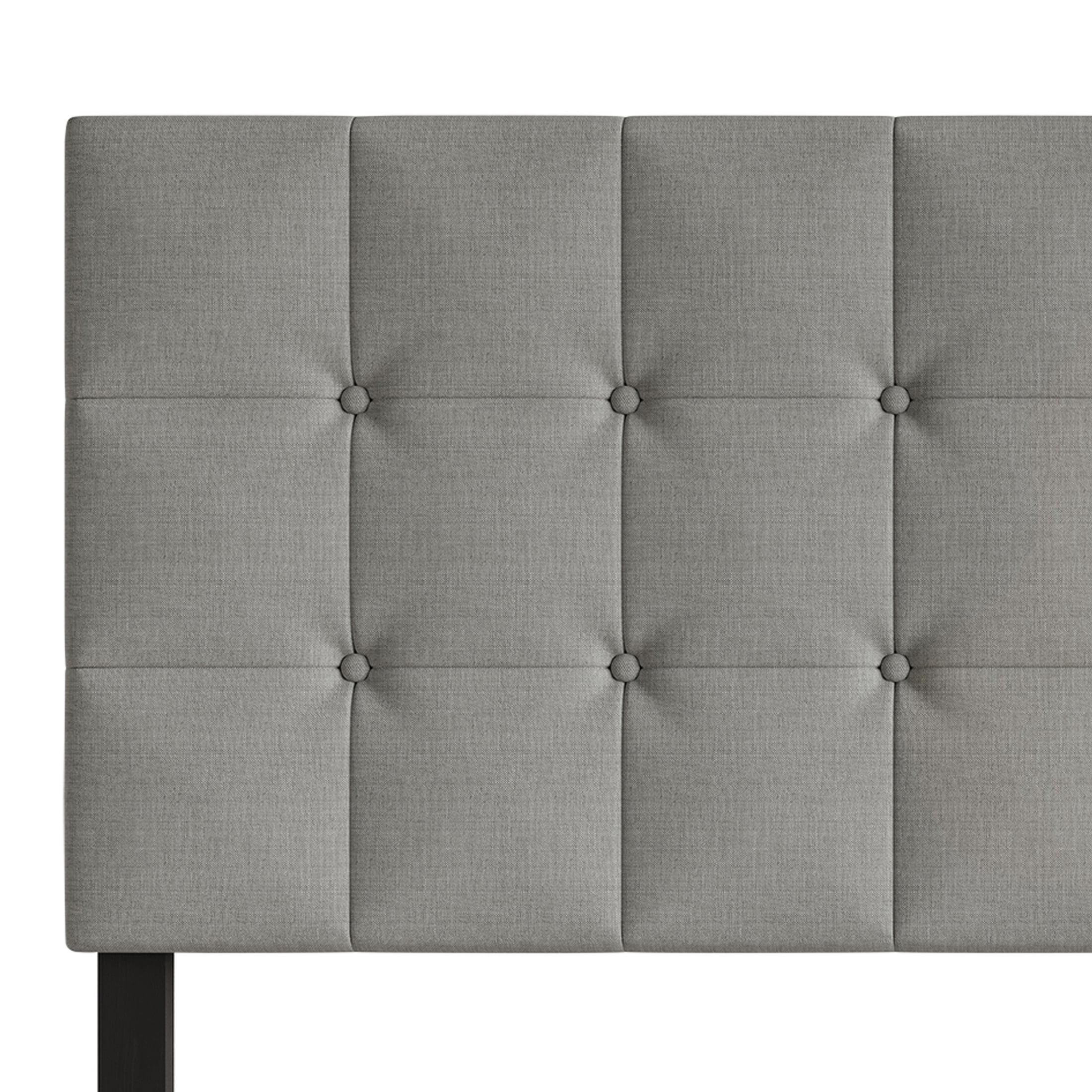 Castle Place Full Square Button-Tufted Upholstered Headboard, Linen, Light Grey
