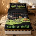 thumbnail image 2 of Erosebridal Cartoon Camping Zipper Twin Comforter Sets with Fitted Sheet and 2 Pillowcases for Boys Girls, With A Grill Print Zipper Bedding Set, Black Green, Black Reversible, 4-Piece, 2 of 7