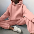 thumbnail image 6 of Women's 2 Piece Outfits Casual Long Sleeve Hoodies Baggy Straight Leg Sweatpants Lounge Workout Tracksuits Light pink 3XL, 6 of 7