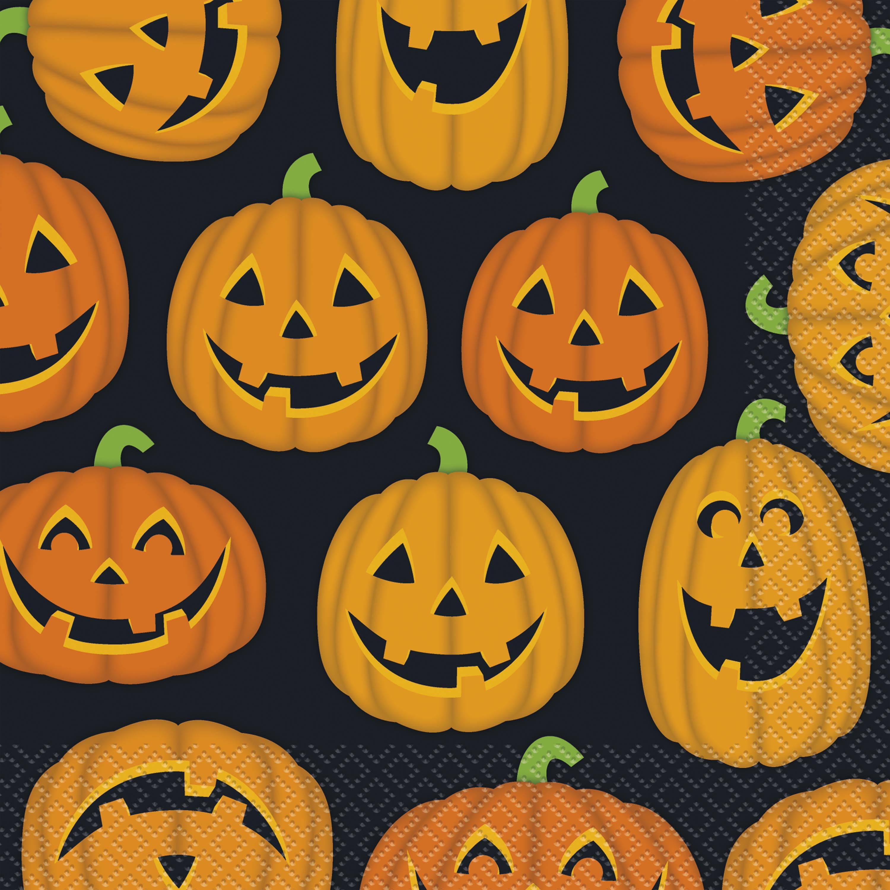 Smiling Pumpkins Halloween Party Paper Luncheon Napkins, 6.5in, 90ct