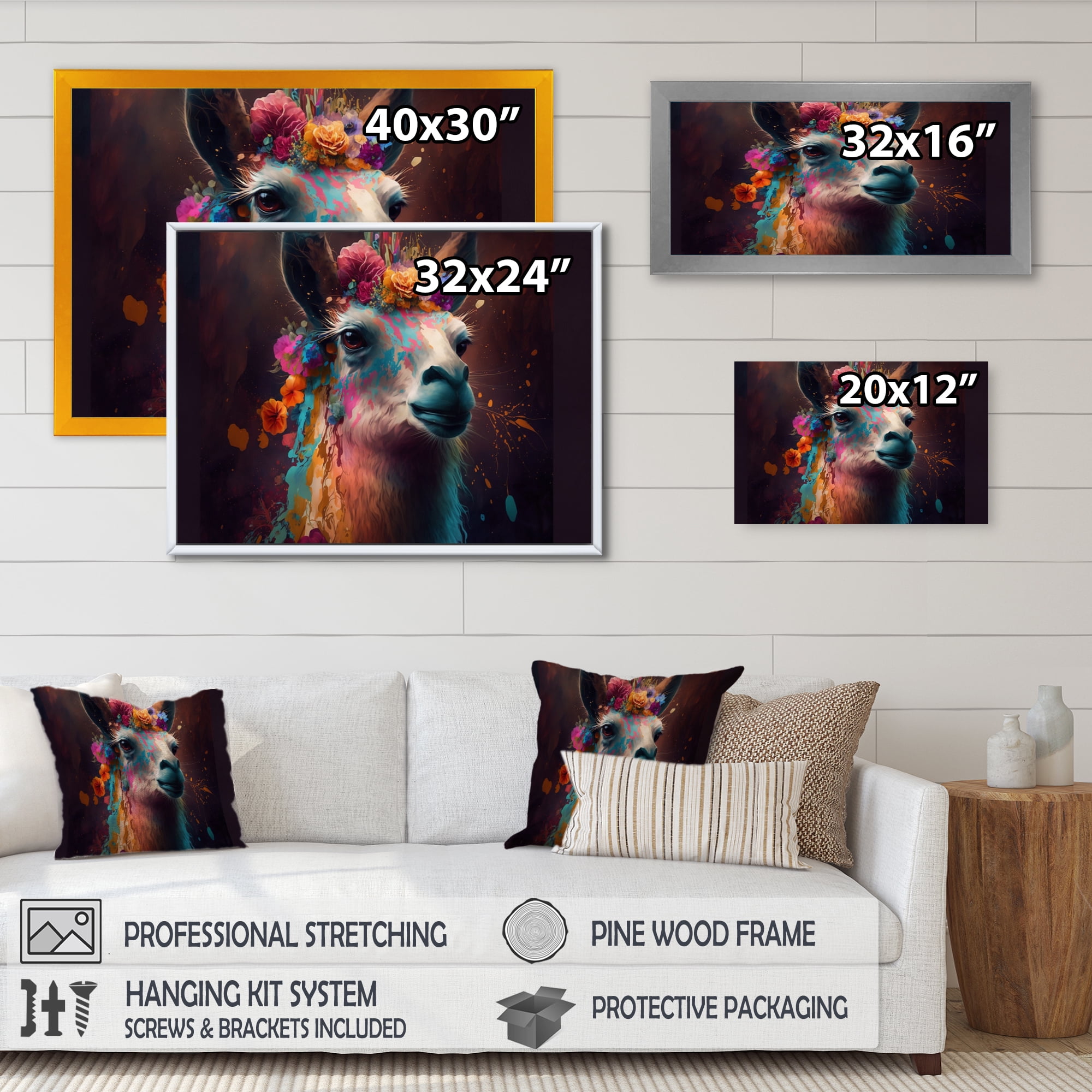 Designart Floral Lama II Canvas Wall Art