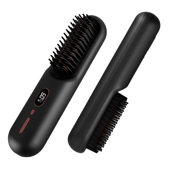 iMounTEK Cordless Hair Straightener Brush Negative Ion Hair Straightener Comb for Women, USB Charging, Display Temperature