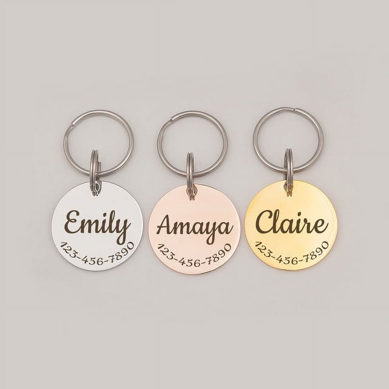 Anavia Stainless Steel Double Sided Round Name and Phone Number Engraved Dog & Cat ID Tag, Multi-color, S