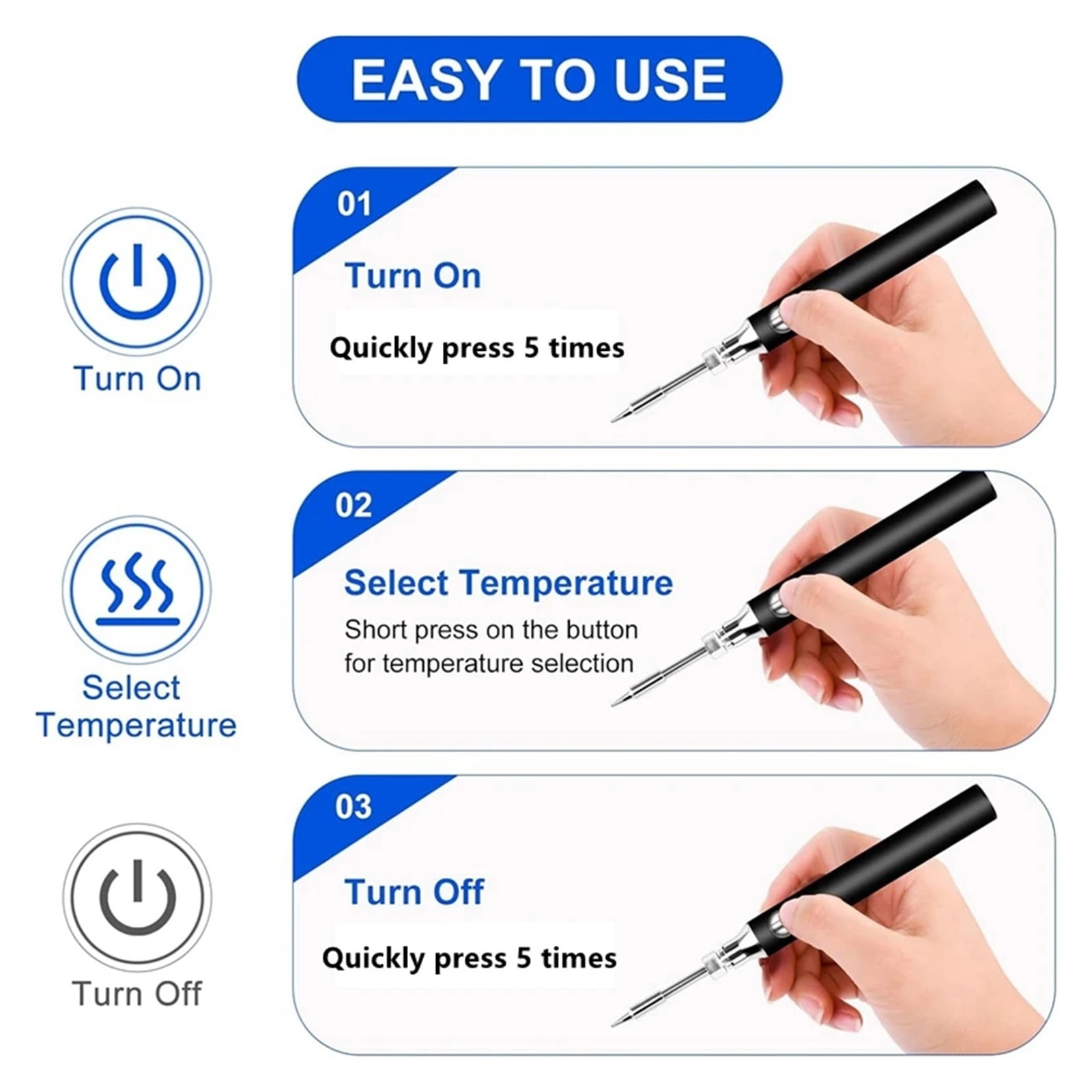 USB 5V 8W soldering iron tool pen DIY wireless soldering pen, home and outdoor convenient soldering repair tool set ,Internally Heated