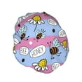 thumbnail image 2 of Disketp Bees And Daisies Striped Shower Caps,Reusable Shower Cap For Women, Double Layer Waterproof Hair Cap, Large Size For All Hair Lengths,For Girls Spa Home Salon Use, 2 of 9