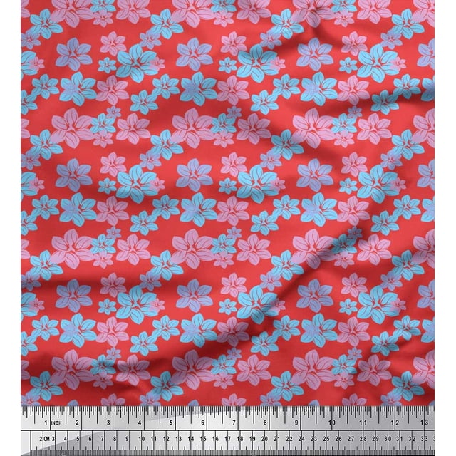 Soimoi Poly Georgette Fabric Artistic Floral Printed Craft Fabric by the Yard 52 Inch Wide