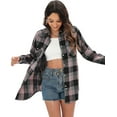 thumbnail image 2 of Siliteelon Womens Flannel Shacket Button Down Plaid Long Sleeve Casual Business Blouse Top Fall Winter Outfits, 2 of 7
