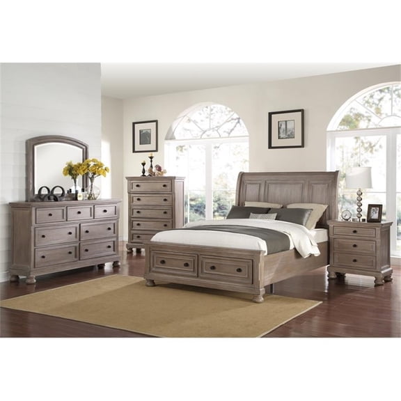 New Classic Allegra 5-Piece Wood California King Bedroom Set in Pewter