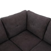 L Shape Sectional Sofa Couches Set, Upholstered Leather Corner Couch with Tufted Cushions for Living Room, Dark Brown