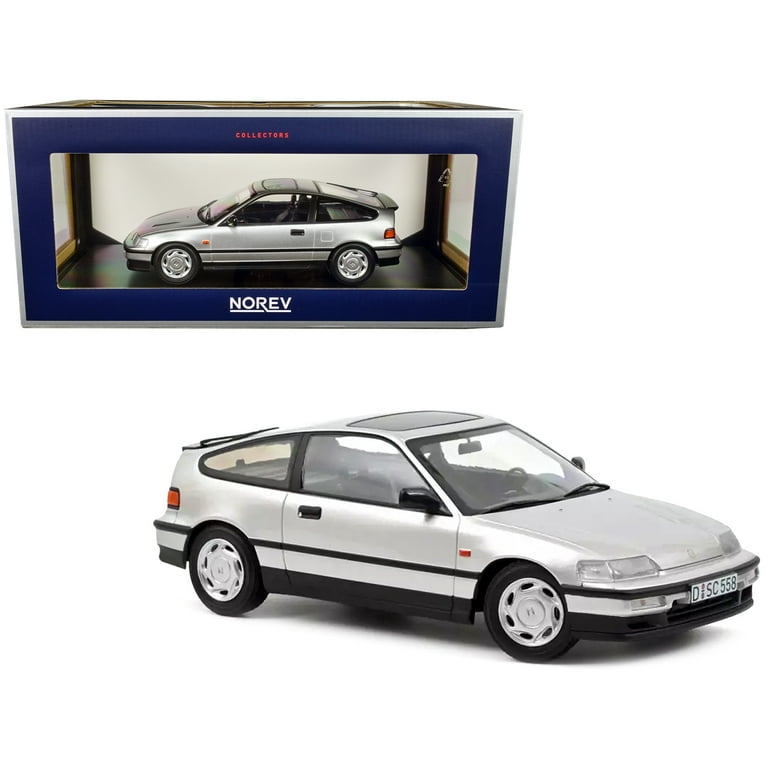 Diecast 1990 Honda CRX Silver Metallic with Sunroof 1 18 Diecast Model Car by Norev